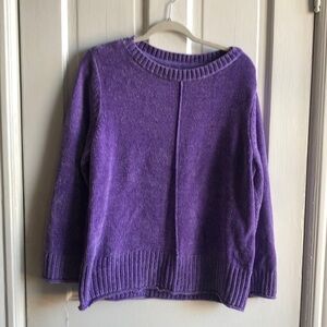Charter Club Chenille Purple Crew Neck Long Sleeve Sweater Top Size XL
